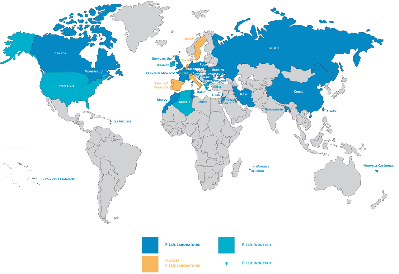 Carte PiLeJe dans le monde