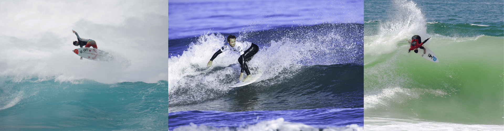 3 photos de paul en train de surfer
