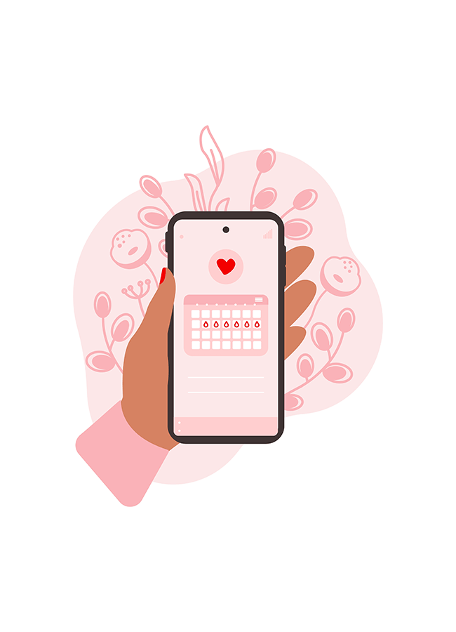 illustration d’une application de suivi du cycle menstruel